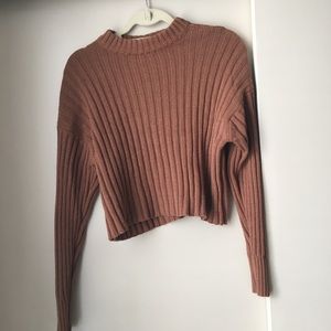 American Eagle Brown Short Crew Neck Sweater